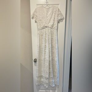 White Embroidered Lace Maxi Dress
